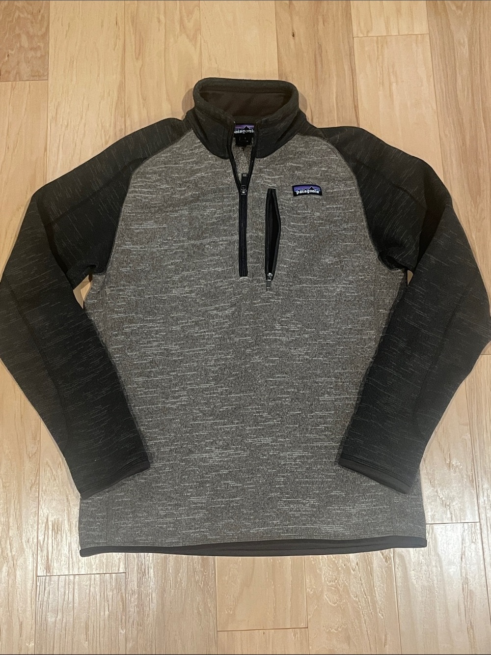 Patagonia BetterSweater Tan Body with Brown Raglan Sleeve Half-Zip Pullover